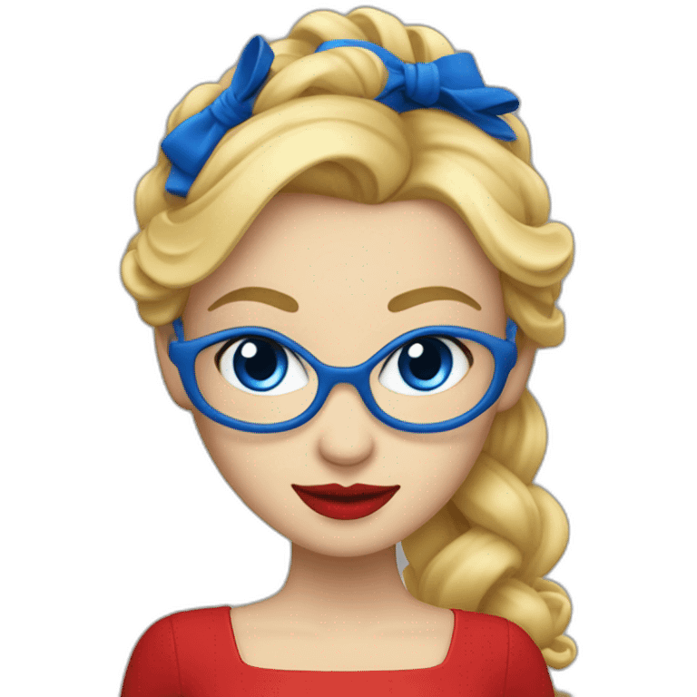 Une danseuse blonde aux yeux bleus en tenue rouge emoji