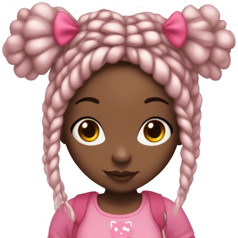 black girl with box braids and a hello kitty headbands emoji