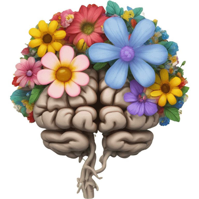 anatomical brain with flowers emoji