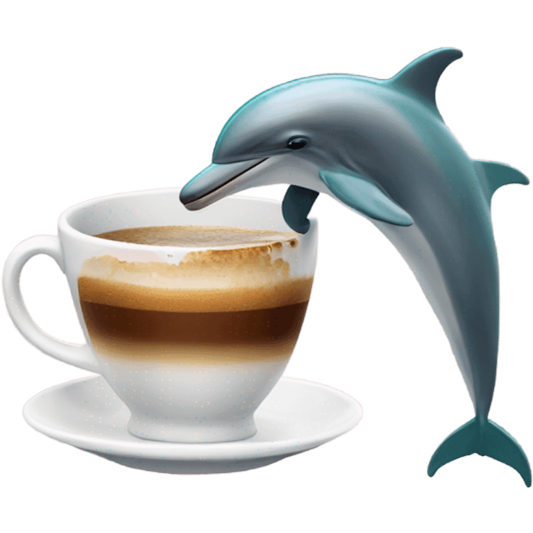 two dolphins drinking coffee and kissing a drunk cat emoji