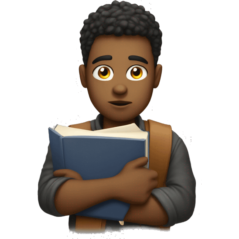 highly bored demotivated young student holding book emoji