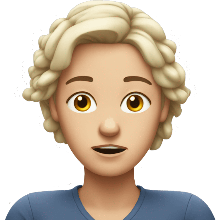 frustrated white woman with hands on her head emoji