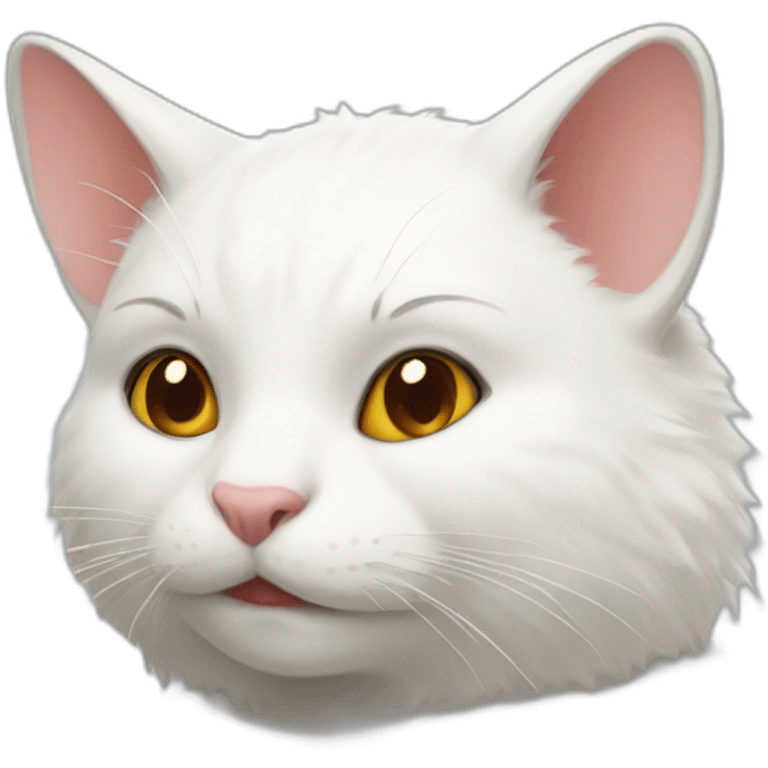 Furry white cat and classic wombat emoji