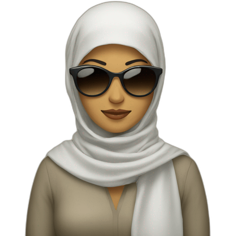 A women Who is wearing sunglasses and an islamic scarf emoji