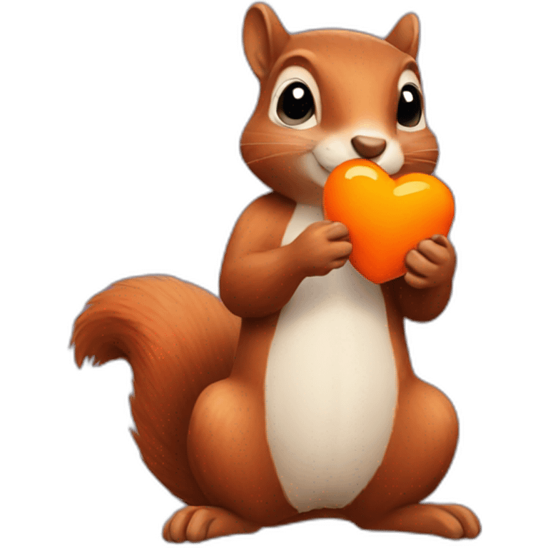 squirrel with orange heart in hands emoji