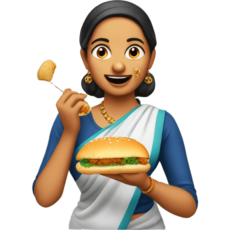 a marathi lady eating wadapav emoji