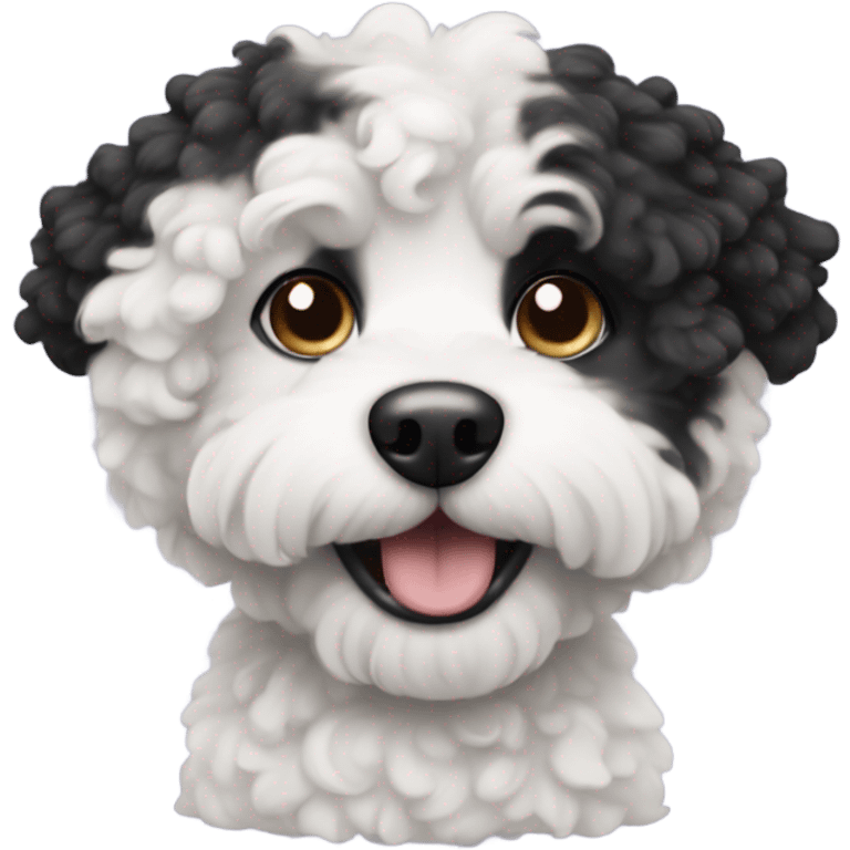 Black and white curly haired small dog emoji