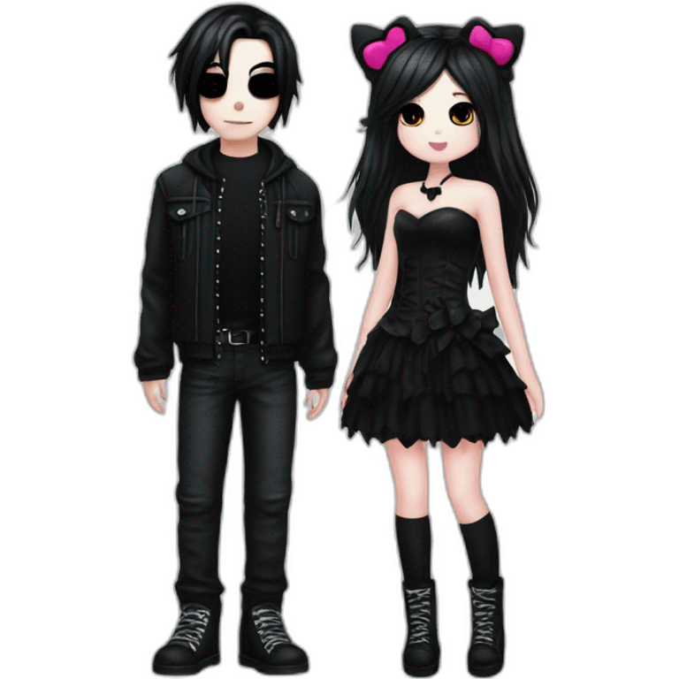 goth boy and hello kitty girl couple emoji