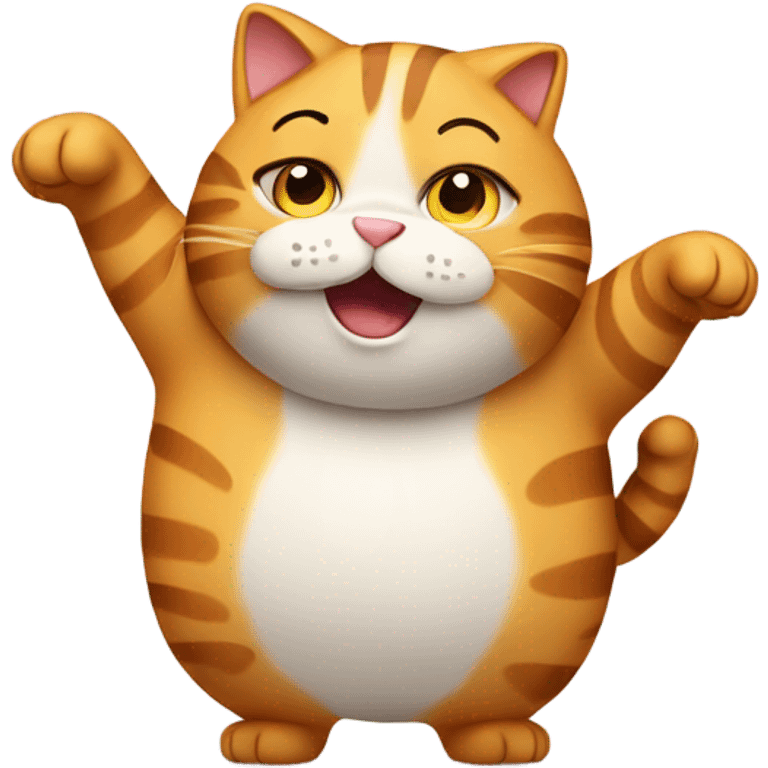 Fat cat waving hi emoji