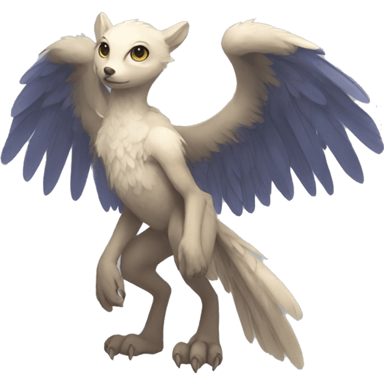 Anthro shy winged animal hybrid full body emoji