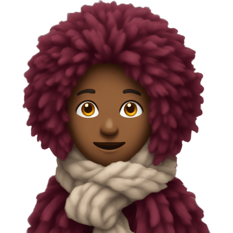 Burgundy fluffy scarf emoji