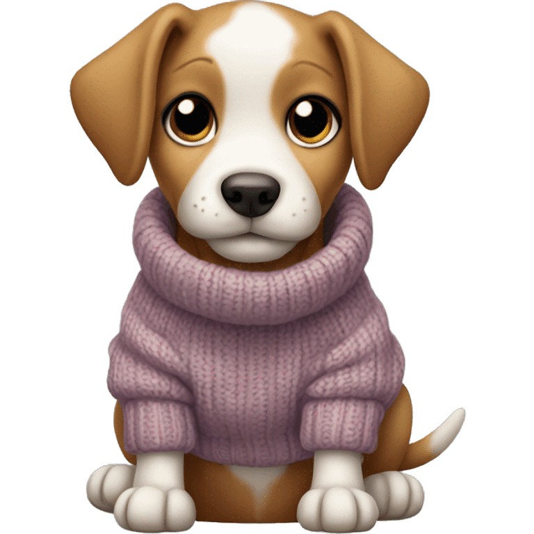 cute puppy wearing cozy sweater emoji