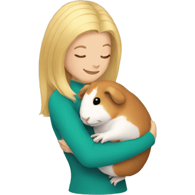 Blonde Woman hugging a guineapig emoji