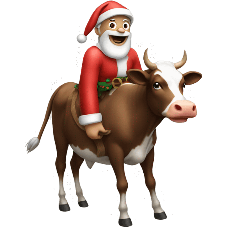 Santa riding cow emoji