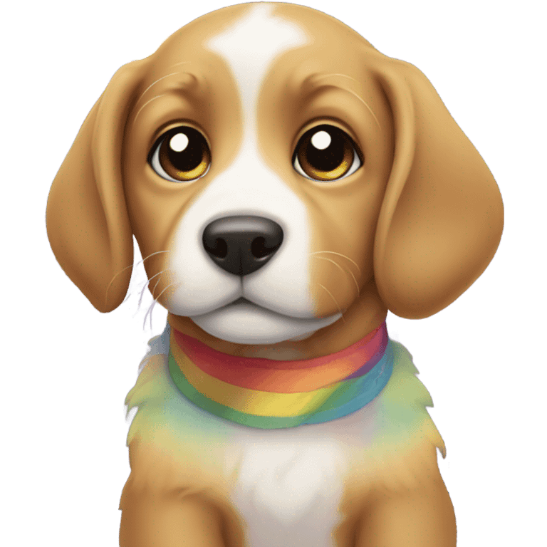 Puppy wearing rainbows emoji