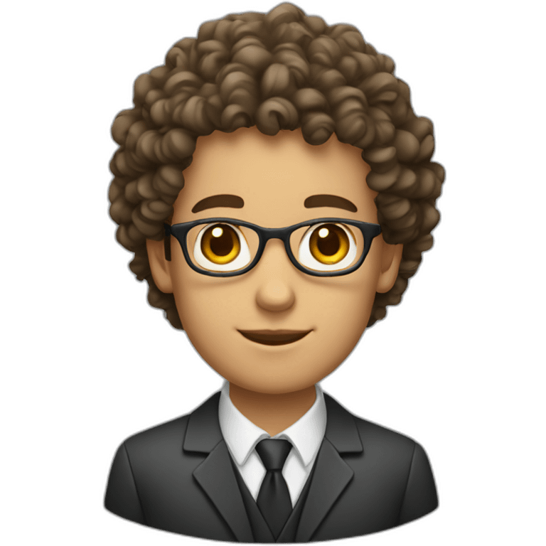 young teacher male with curly hair emoji