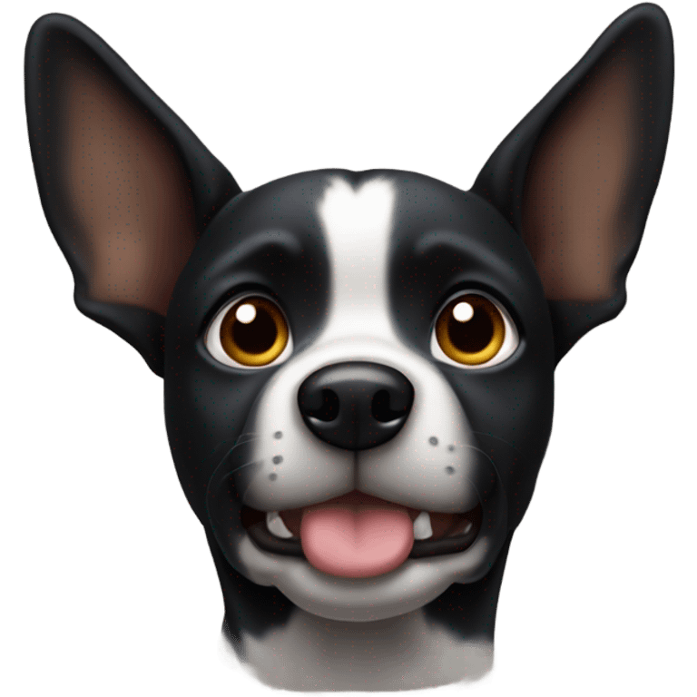 Black dog one ear up one ear down emoji