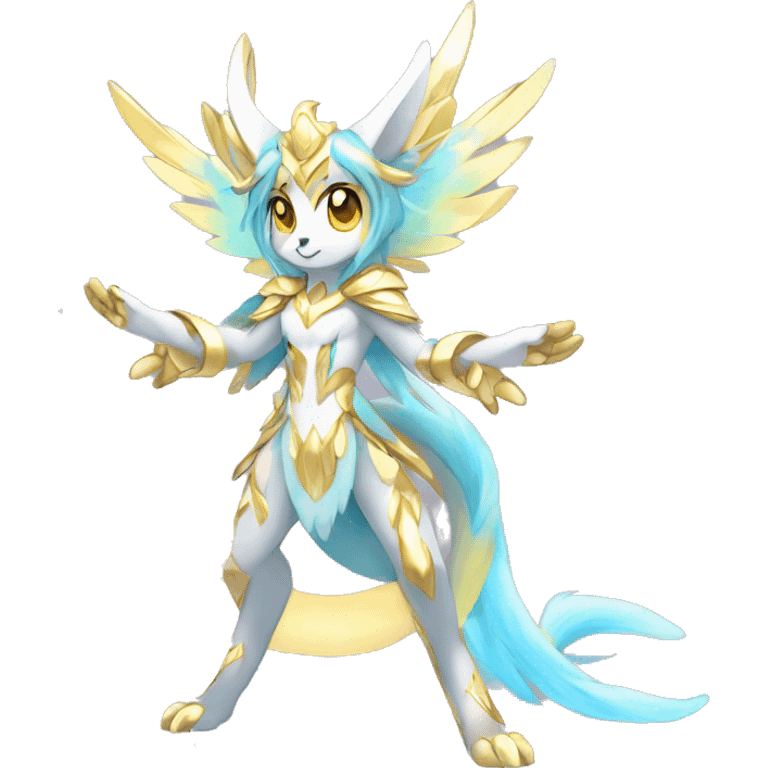 Anthro Sona Colorful Ethereal Godly Celestial Shiny Fakemon Full Body emoji