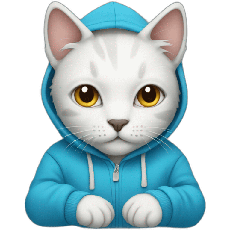 Cat with blue hoodie emoji