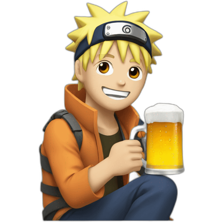 Naruto drinking a beer emoji