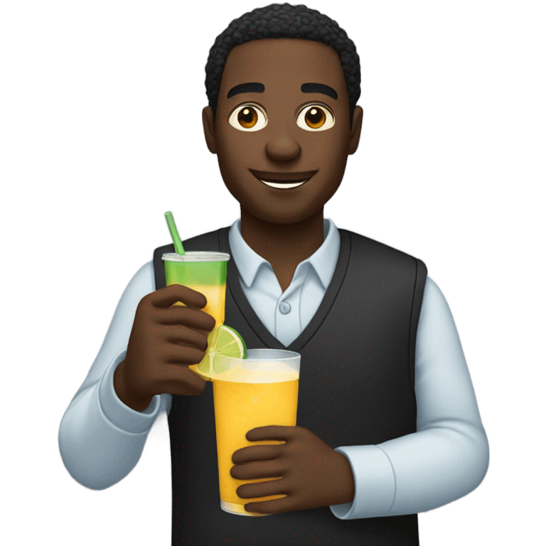 Black guy with a refreshment emoji