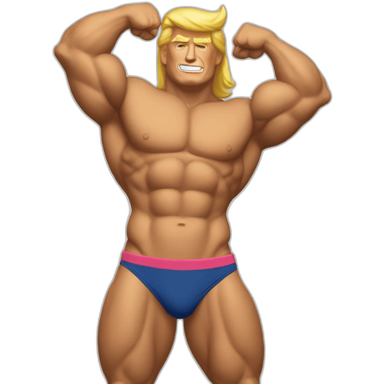 trump sexy muscular flexing in bikini (full body, ios17) emoji