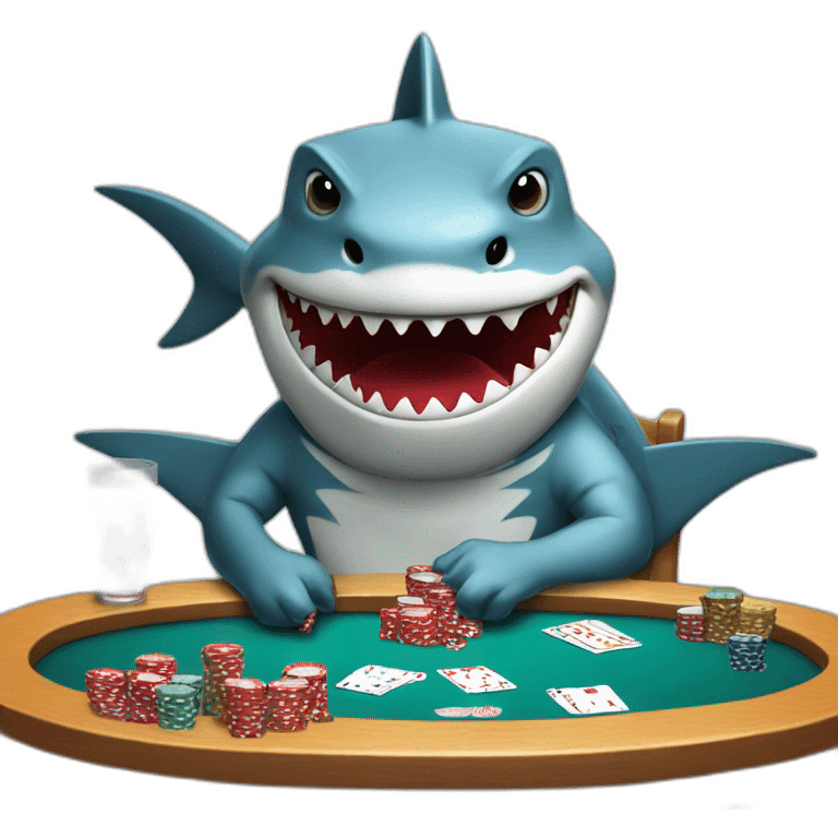 Shark playing poker sat at a table emoji