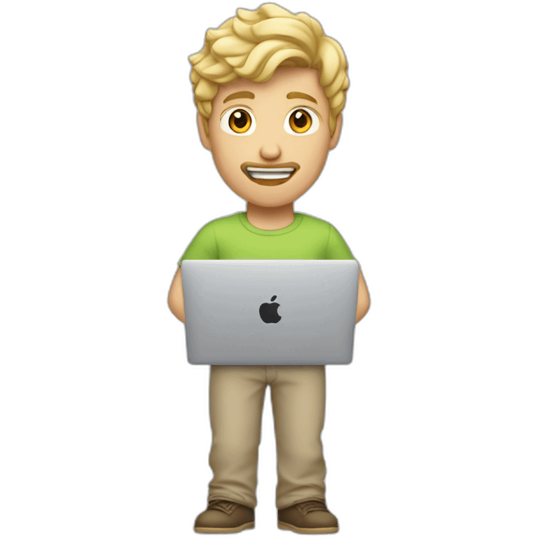 blonde male with macbook, slightly curly hair and medium facial hair and undercut haircut emoji