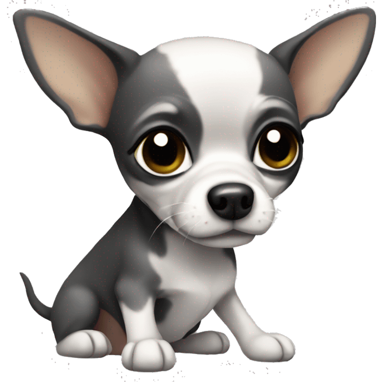 Chihuahua with grey and black color  emoji