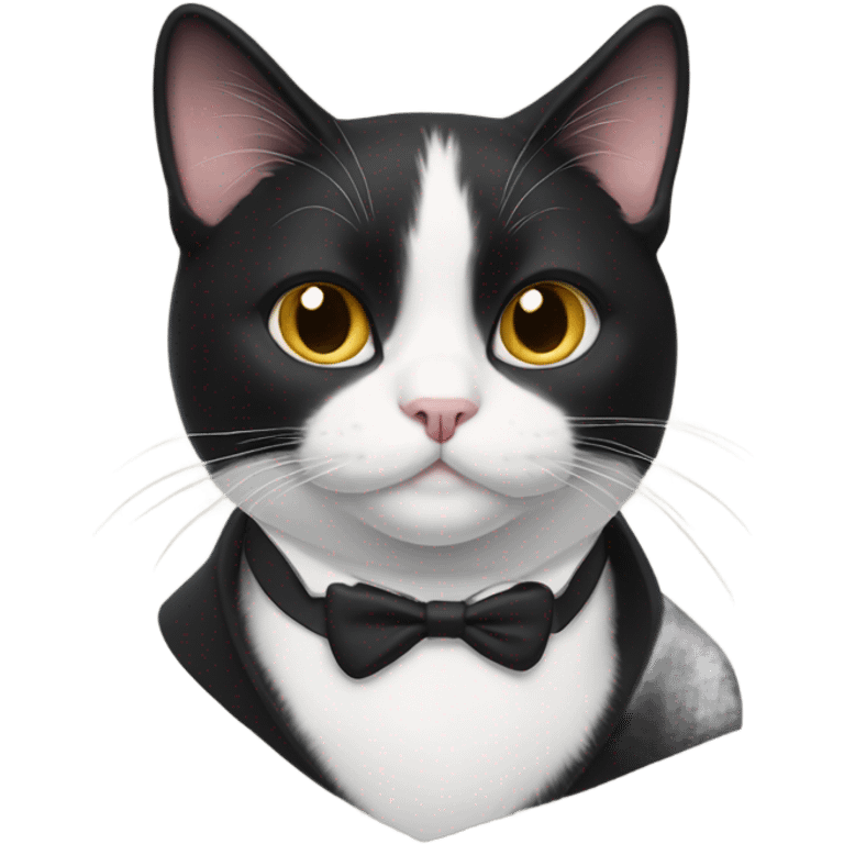 Tuxedo cat with half mustache emoji