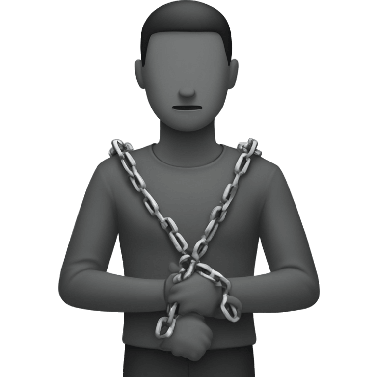 A figure holding broken chains in both hands, standing with arms down. The chains are simple, with no aggressive or overly detailed elements. emoji