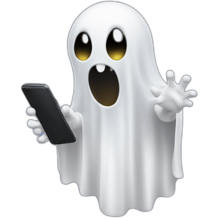 ghost with phone emoji