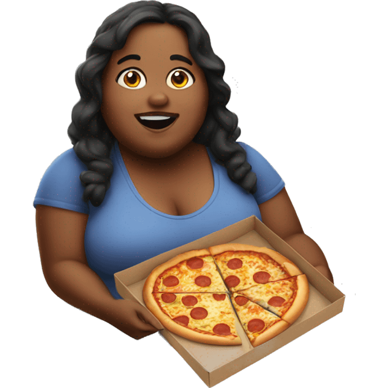 A fat girl, eating pizza emoji