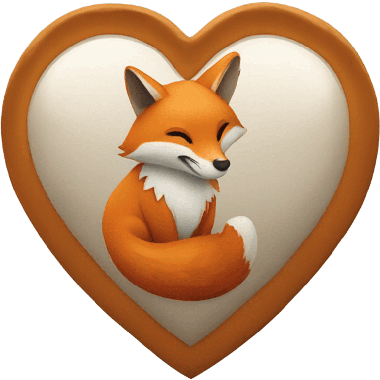 Heart with fox inside emoji