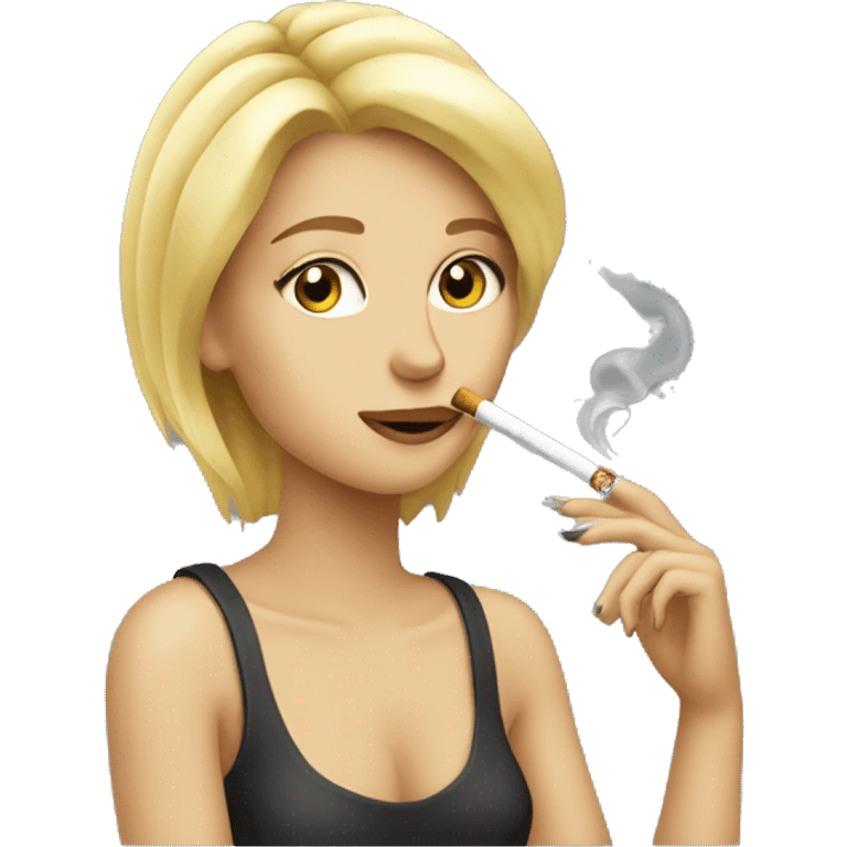 a blonde girl smoking a cig emoji