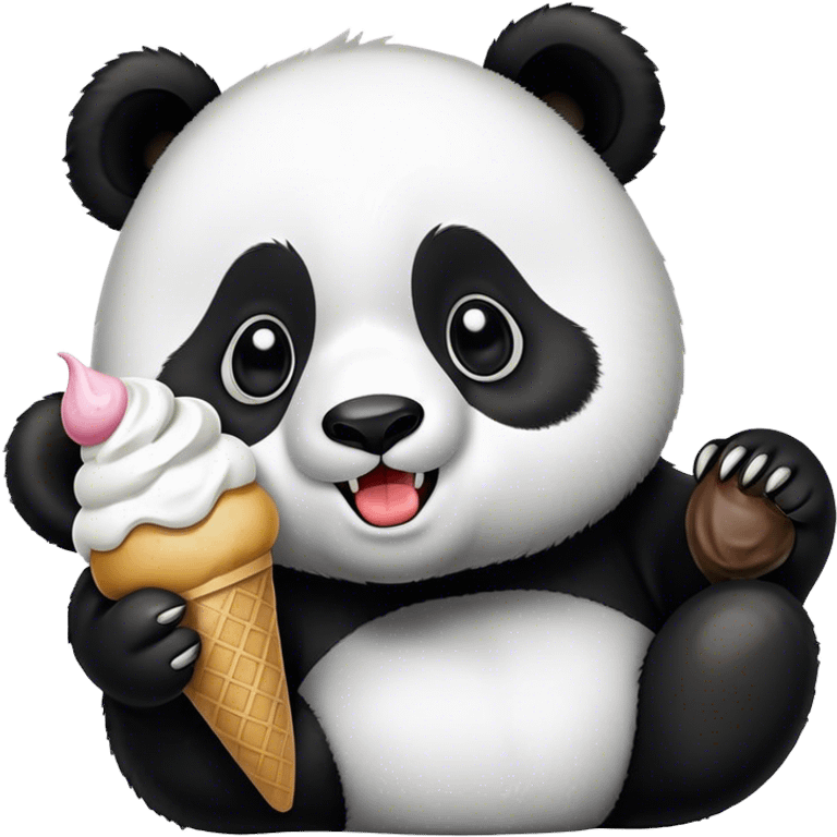 Panda eating ice cream emoji