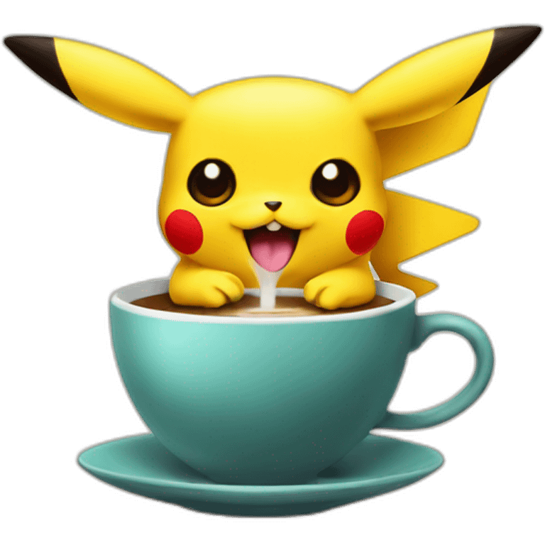 red eyed pikachu with coffee emoji