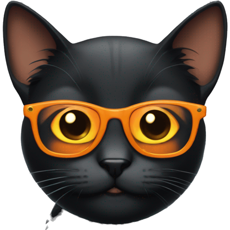 black cat, orange glasses emoji