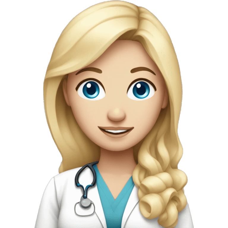 Picture of White pregnant doctor with big blue eyes and blonde hair showing off belly emoji