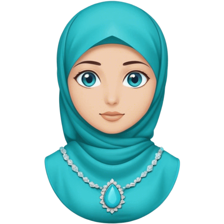 Turkish beautiful finish Konya girl blue eyes with hijab and turquoise stone dress emoji