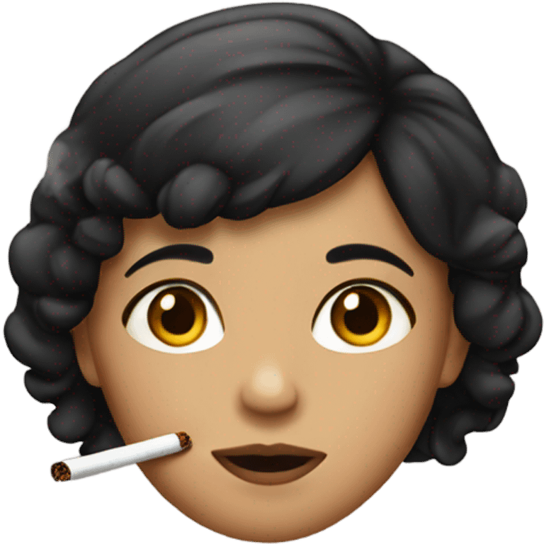 Brown cute girl with black hair smoking  emoji