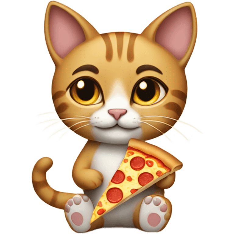 Cat eating pizza emoji