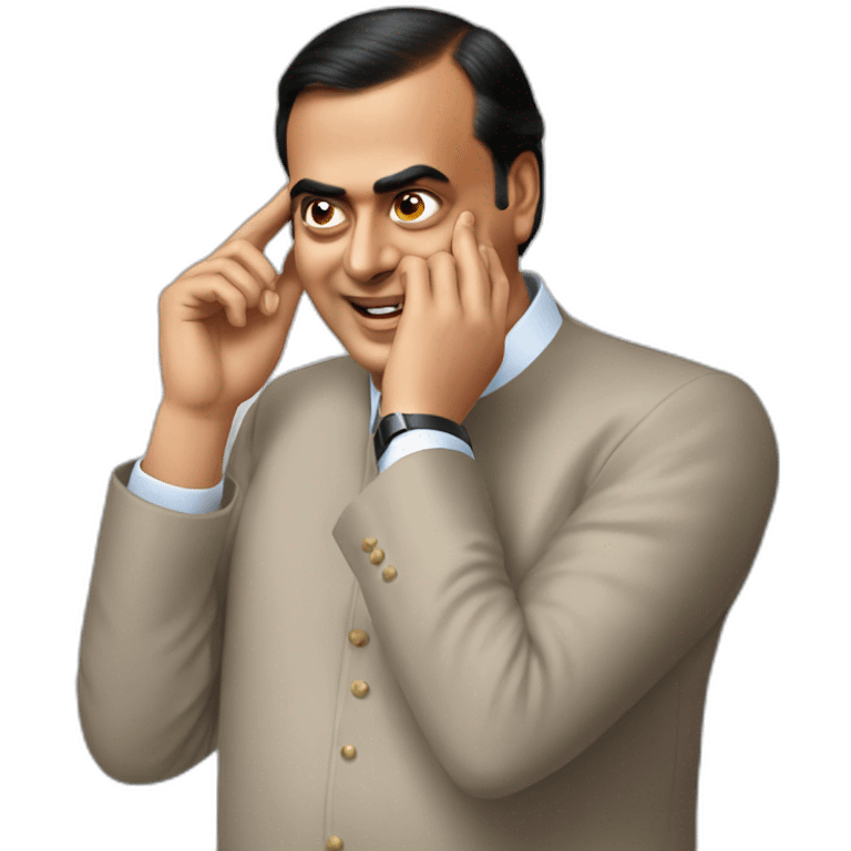 Mukesh Ambani touch his ear emoji