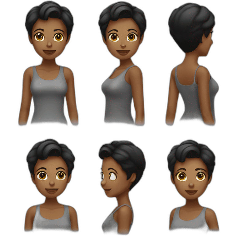 Black short cut cute woman emoji