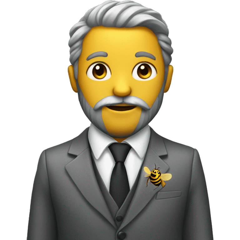 Bee with a beard in a grey suit emoji