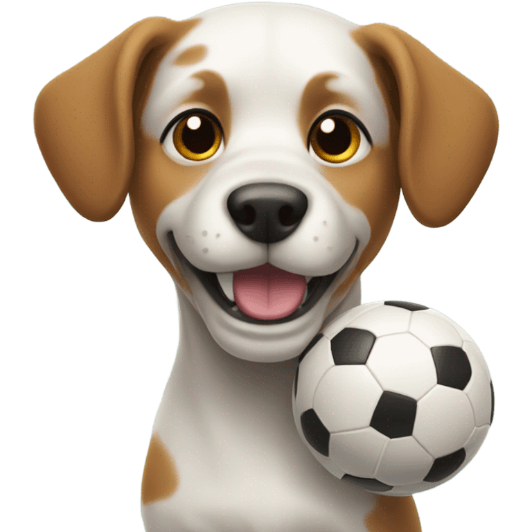 Dog playing soccer emoji