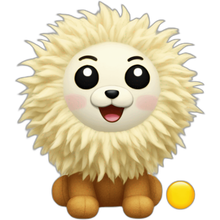 Fluffy plush toy featuring the sun at work emoji