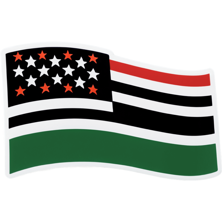 Flag with three stripes top green middle white with three red stars bottom black  emoji