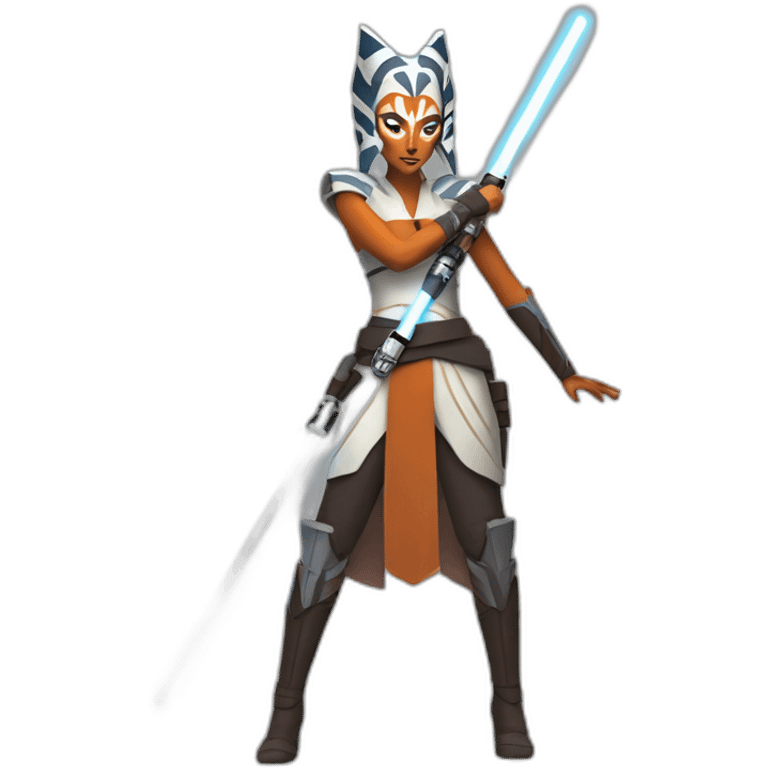 voluptuous ahsoka tano (full body, horns) white lightsaber emoji