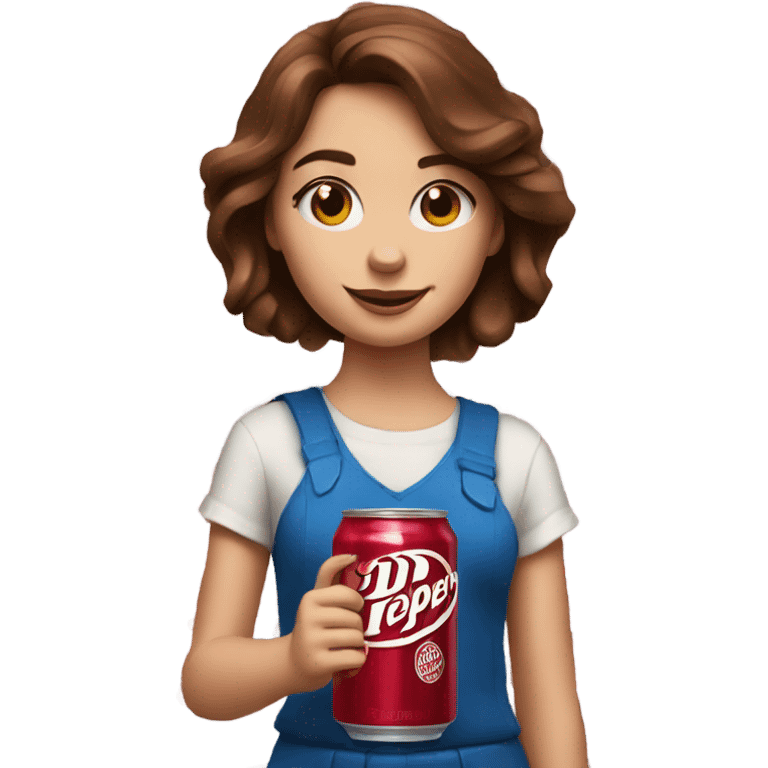 Drinking dr pepper Brown hair girl blue eyes emoji